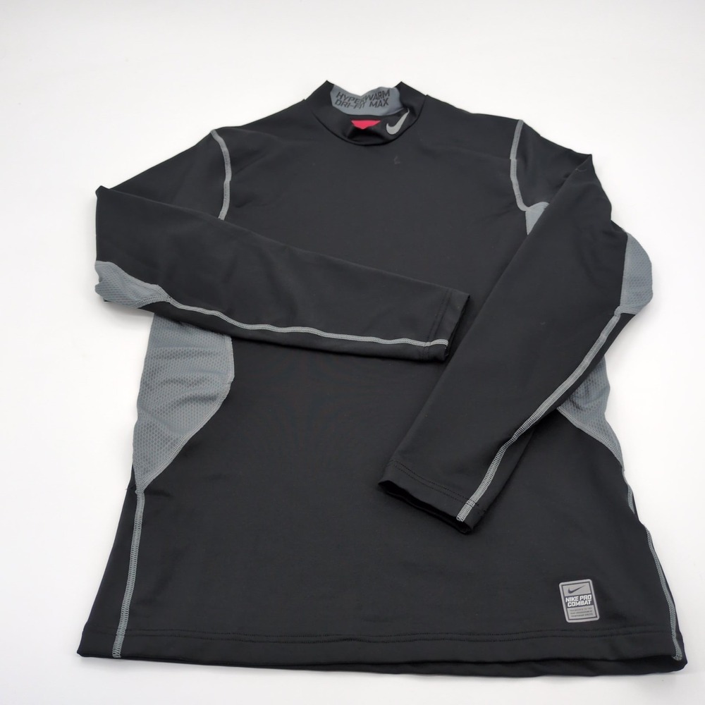 Nike Pro Combat Hyperwarm Dri-FIT Max Mock Neck Shirt Black Gray Men's Medium